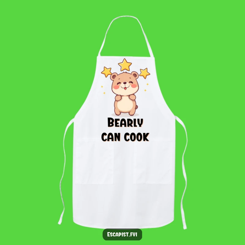 Funny Bear Cub Star Apron: Cook with Ambition and Cosmic Flair