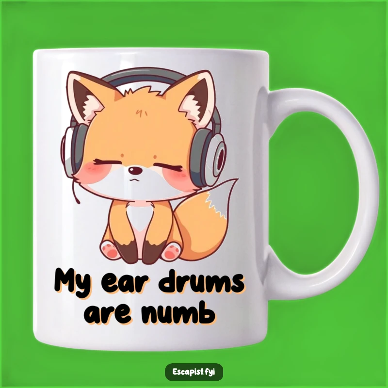 Funny Sleepy Fox Headphones Bobbing Mug - Hilarious Gift for Music Lovers