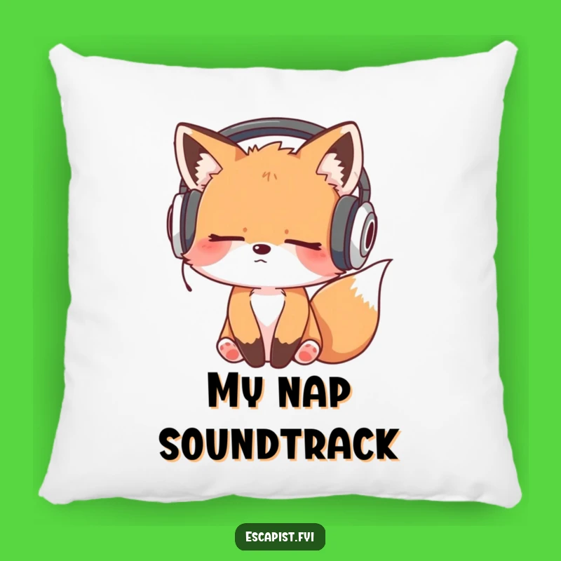 Funny Sleepy Fox Headphones Bobbing Pillow - Cozy & Hilarious Comfort Gift