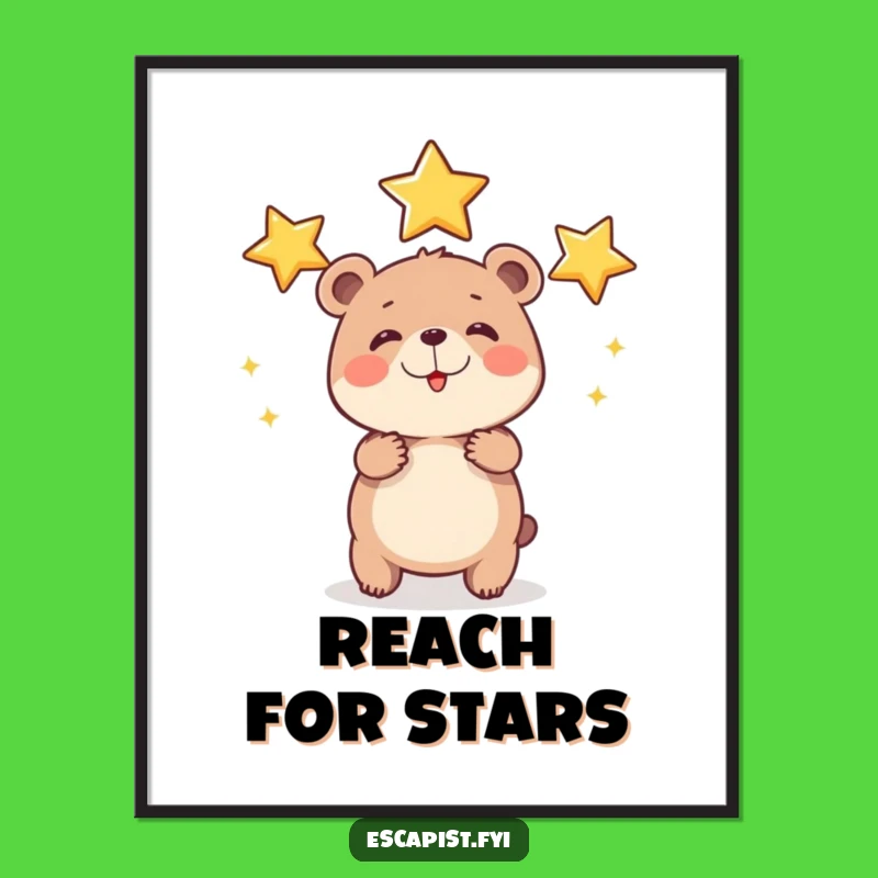 Funny Bear Cub Star Digital Art Print: Instant Inspiration for Your Walls