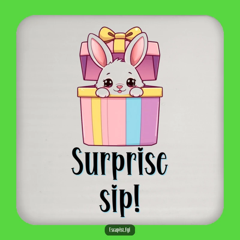 Funny Bunny Gift Box Coasters (Set of 4): Protect Surfaces with Cute Curiosity