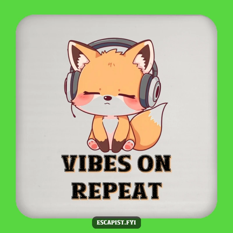 Funny Sleepy Fox Headphones Bobbing Coaster - Hilarious Music Gift for Any Table