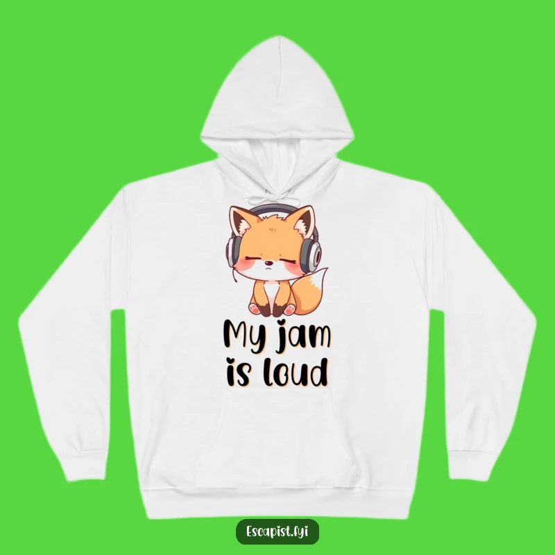 Funny Sleepy Fox Headphones Bobbing Hoodie - Cozy & Hilarious Gift for Music Fanatics