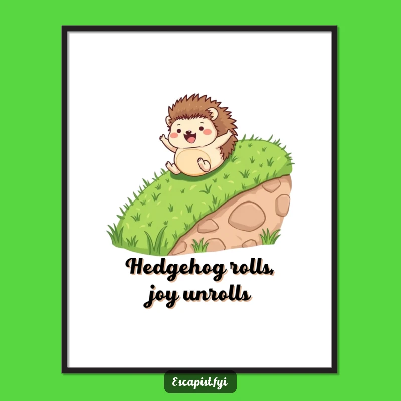 Free Printable Wall Art: Hedgehog's Joyful Tumble Downloadable Art for Playful Spaces
