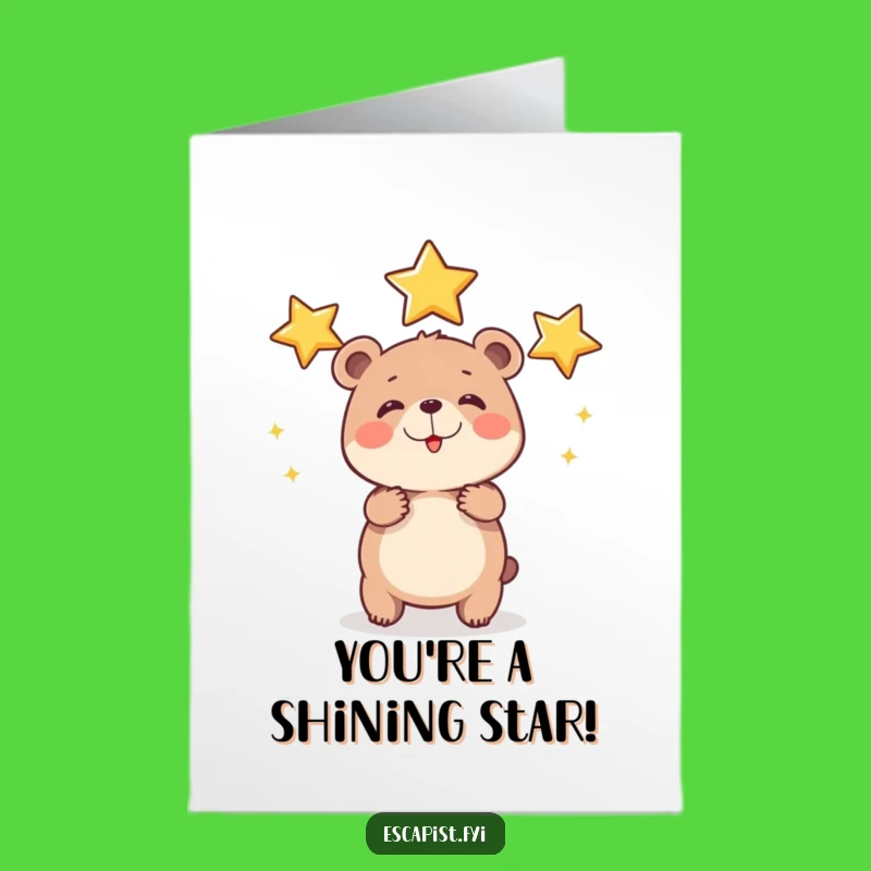 Free Printable Bear Star Card: Stellar Congratulations Downloadable Gift for Achievements