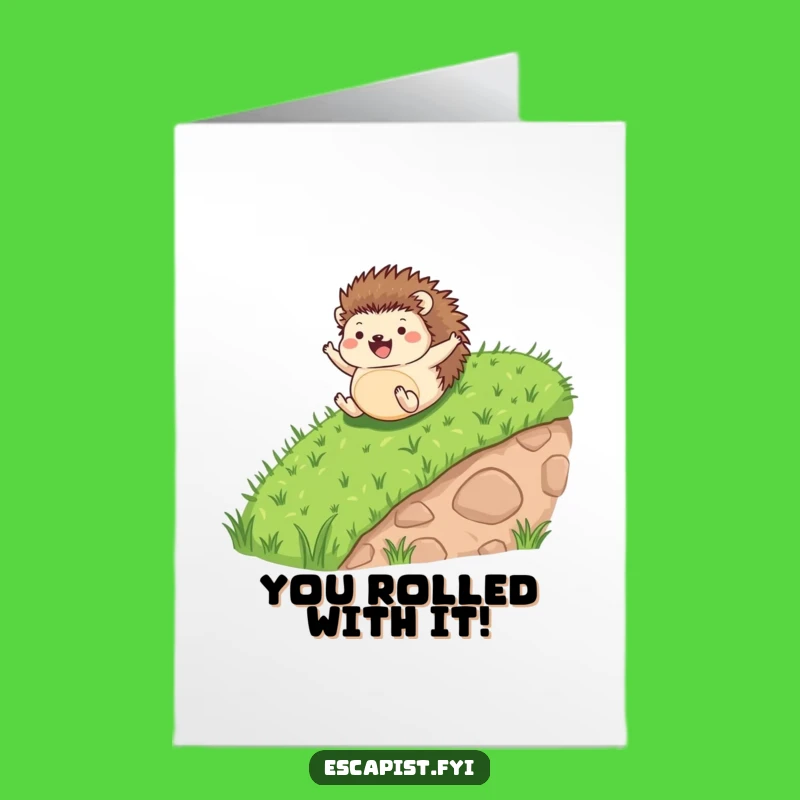 Free Printable Congrats Card: Hedgehog's Joy Roll Downloadable Gift for Celebrations
