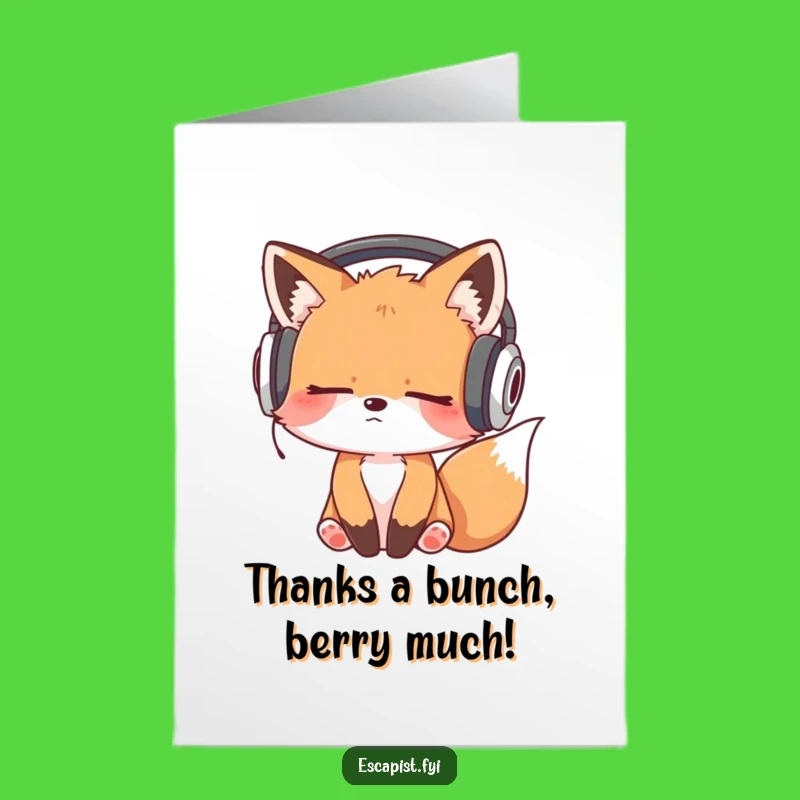 Free Printable Thank You Card: Sleepy Fox Grooves Downloadable Gift for Appreciation