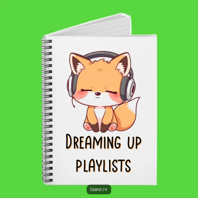 Funny Sleepy Fox Headphones Bobbing Notebook - Hilarious Journal for Music Lovers