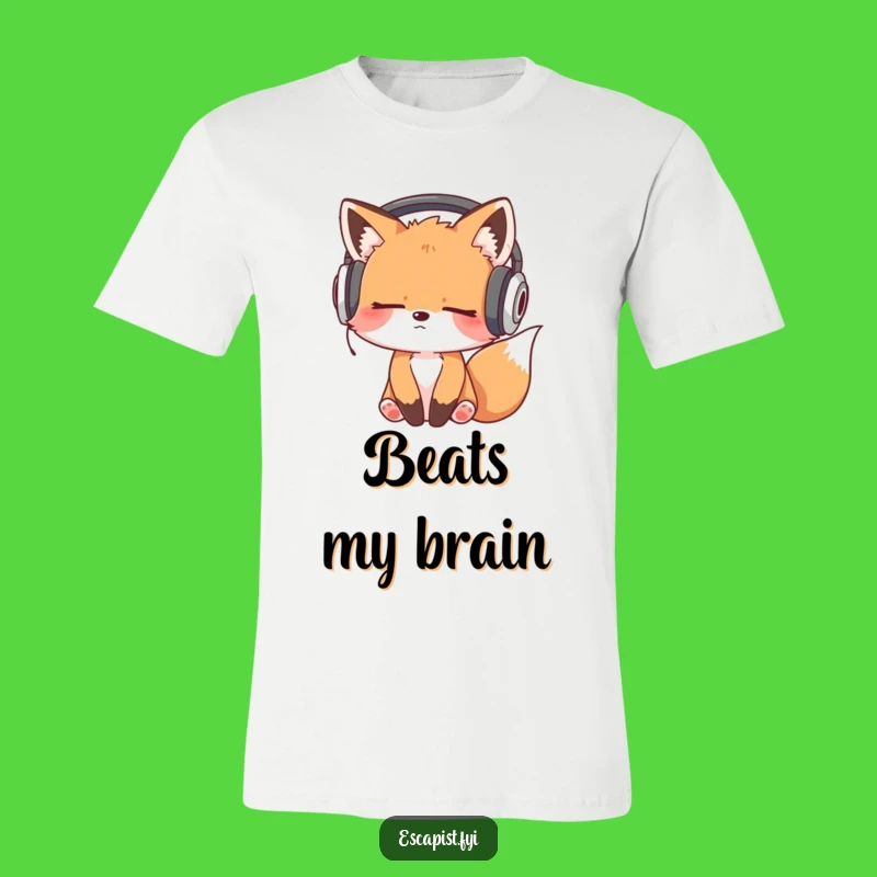 Funny Sleepy Fox Headphones Bobbing T-Shirt - Hilarious Gift for Music Enthusiasts