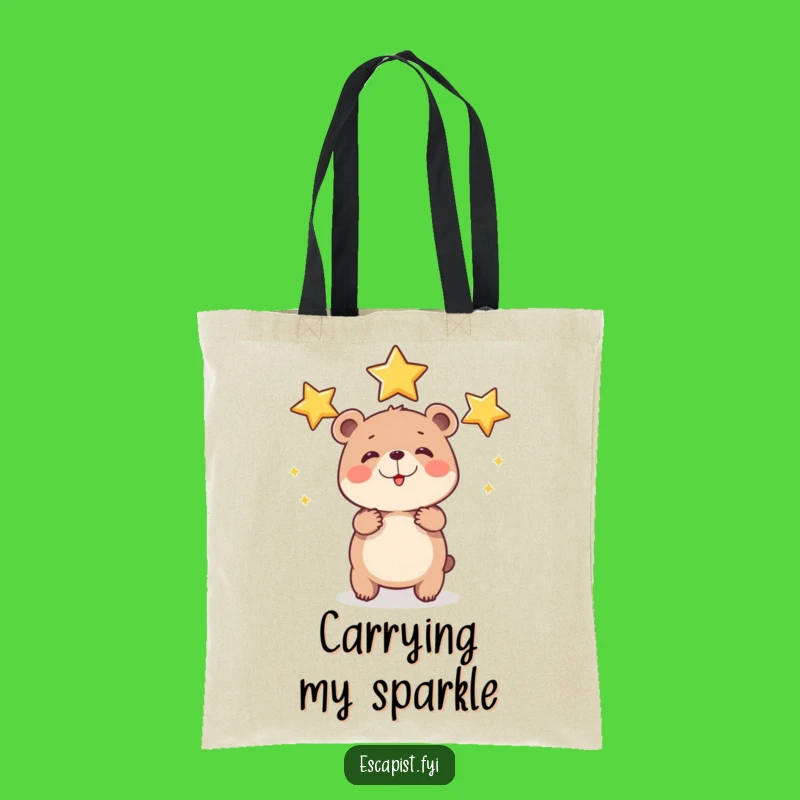 Funny Bear Cub Star Tote Bag: Carry Your Dreams with Playful Style