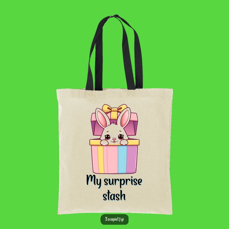 Funny Bunny Gift Box Tote Bag: Carry Your Essentials with Curious Charm